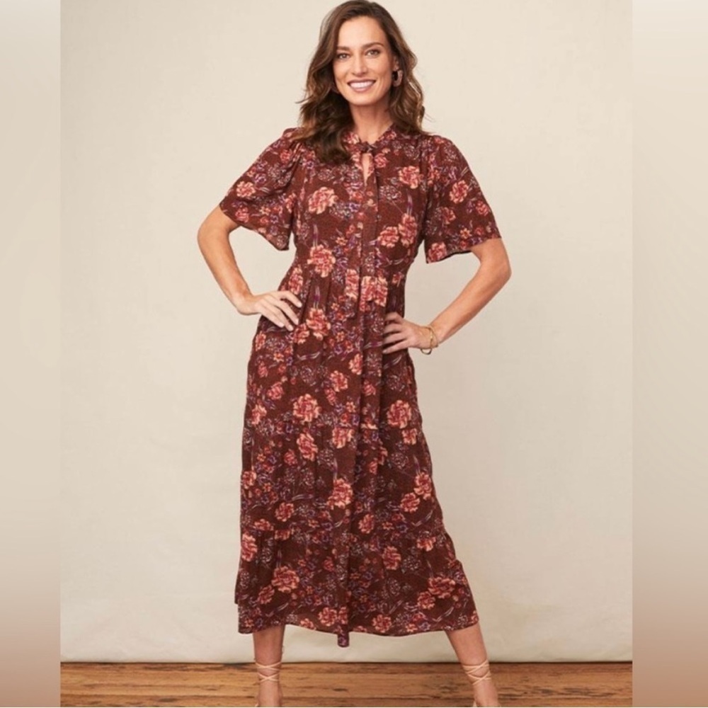 NWT Matilda Jane Good Hart GH Mariposa Floral Flowy Midi Dress- Size Large